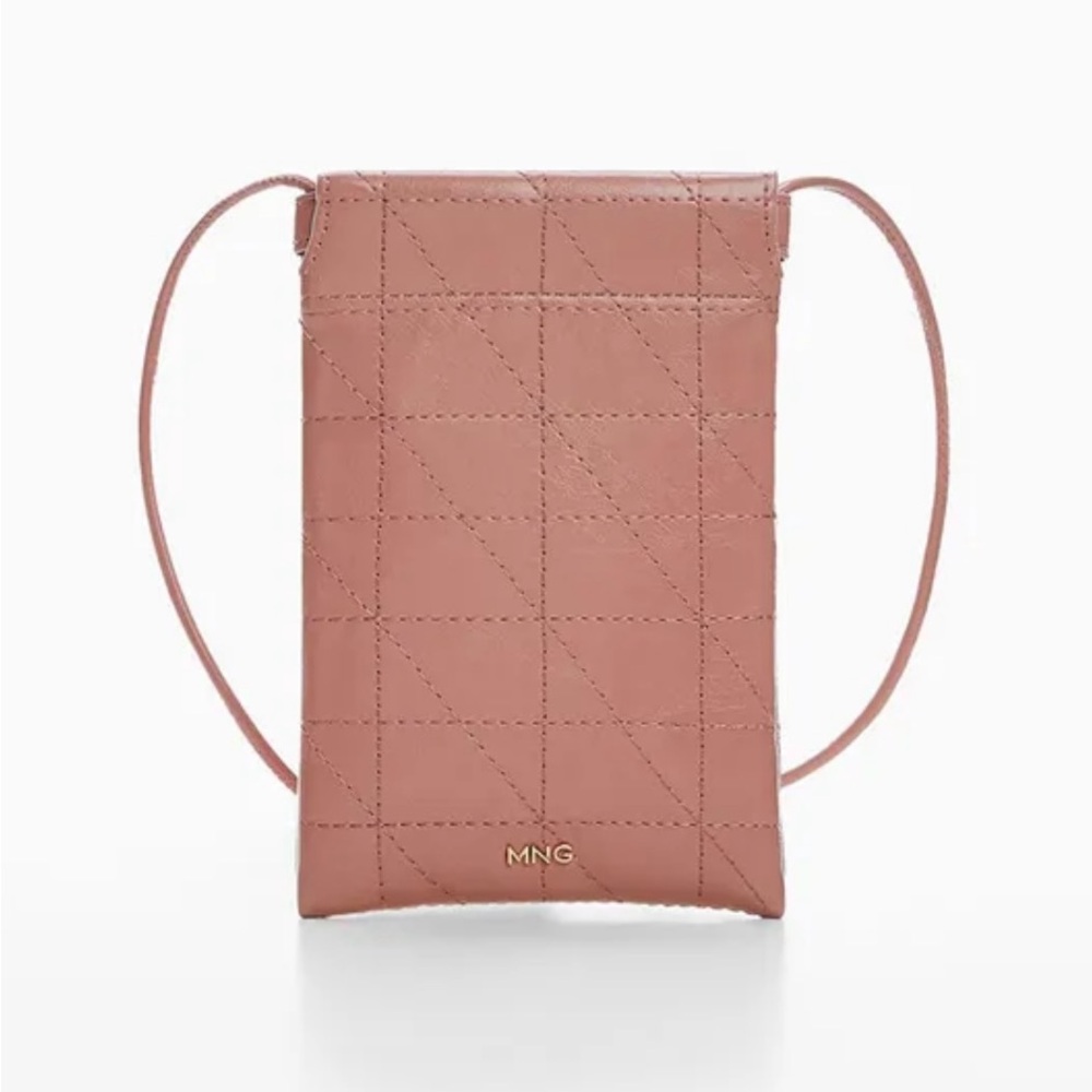 Mango Blush Quilted Crossbody Bag, Perfect for a Cellphone
